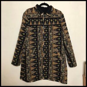 Reversible 100% Silk Boho Country Quilted Moroccan Type Print Jacket Size L